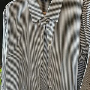 Jones New York Black and White Pinstripe Dress Shirt